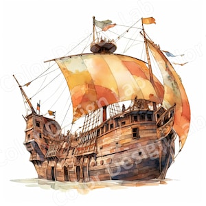 Viking Ship Exploration imprimable Clipart, ensemble de 8 images haute résolution, Viking Ship Digital Download, Exploration Wall Art, usage Commercial