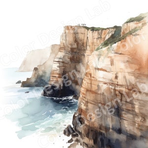 Soaring Coast Klippen druckbare Clipart, 8 hochauflösende Küstenbilder, digitaler Download, kommerzielle Lizenz, Wand-Kunst-Dekor