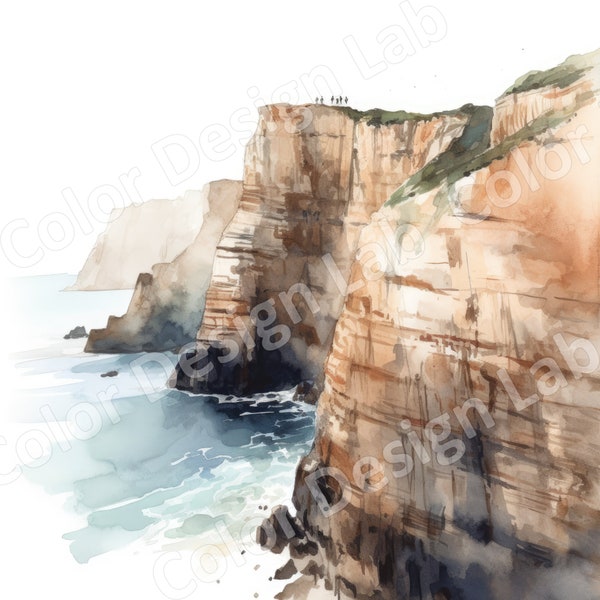 Soaring Coast Cliffs Printable Clipart, 8 High-Resolution Coastal Images, Digital Download, Commercial License, Wall Art Decor