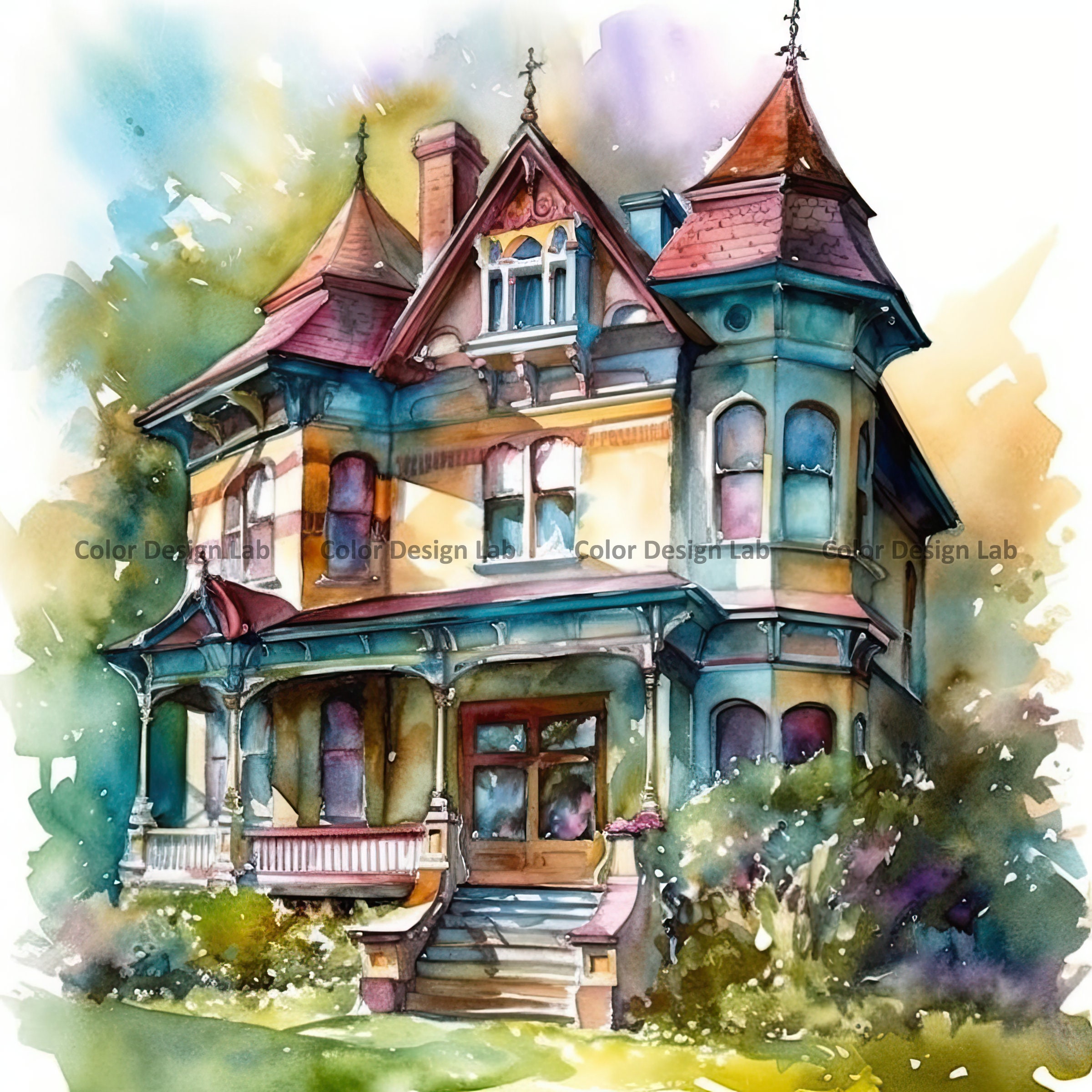 Victorian House Clipart Victorian House Set of 8 PNG - Etsy UK
