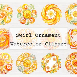 Swirl Ornament Clipart. 36 Quality Transparent Watercolor Png Digital Download Files Commercial License Download Swirl Ornament Png Clip Art