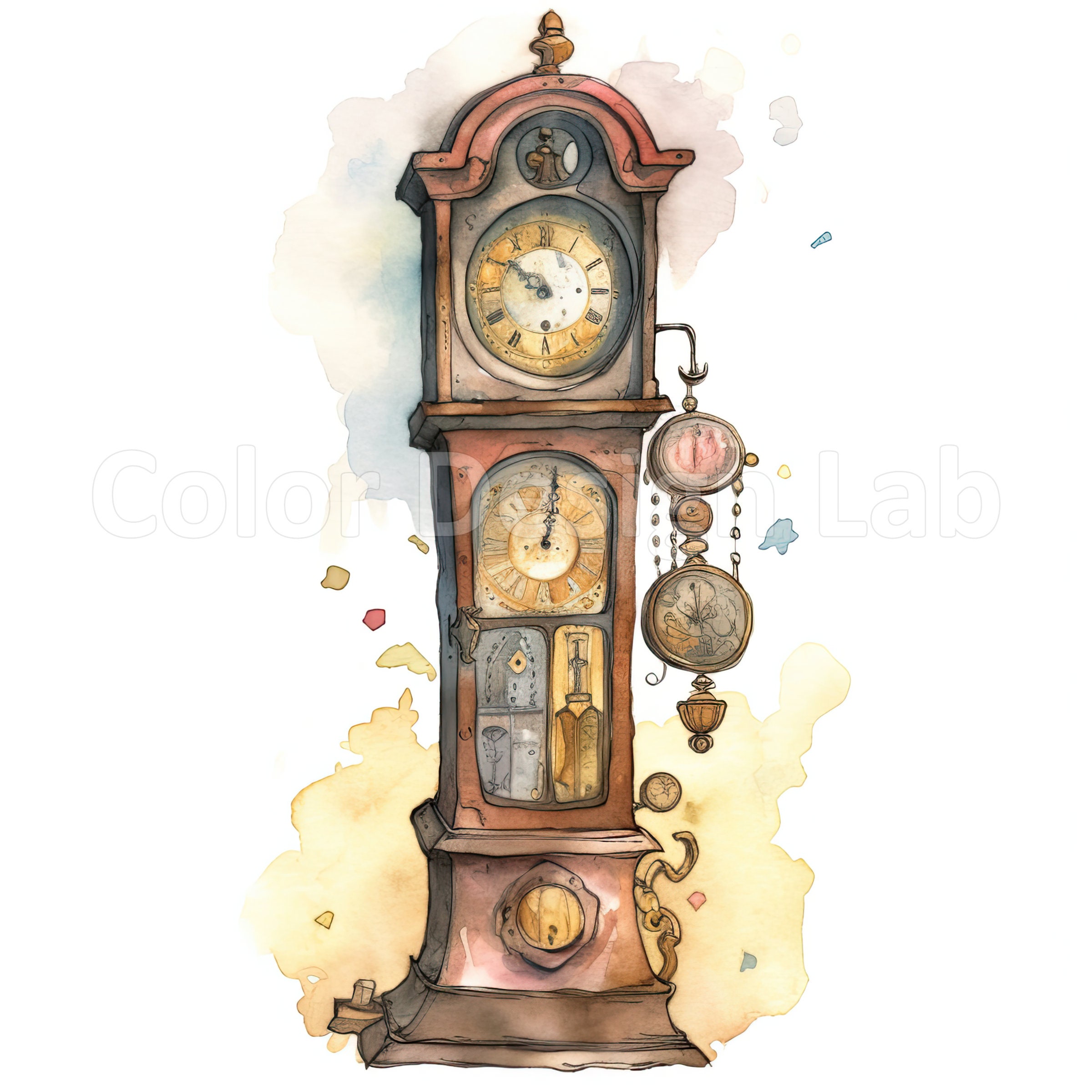 Grandfather Clock Printable Clipart High-resolution PNG Set - Etsy