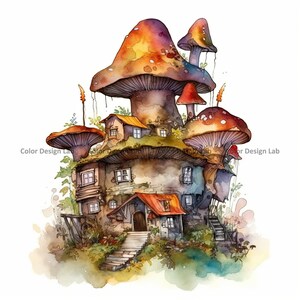 Mushroom House Clipart - Fairy Tale Cottage Set of 8 PNG - Digital ...