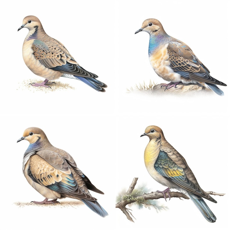 Mourning Dove Clipart 8 Printable Art Set High Quality PNG - Etsy