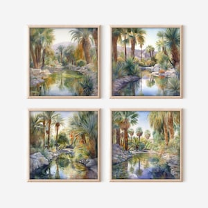 Escape to the Desert Oasis herunterladbare Clipart-Set, 4 hochauflösende Landschaftsbilder, digitaler Download, kommerzielle Lizenz Escape Art