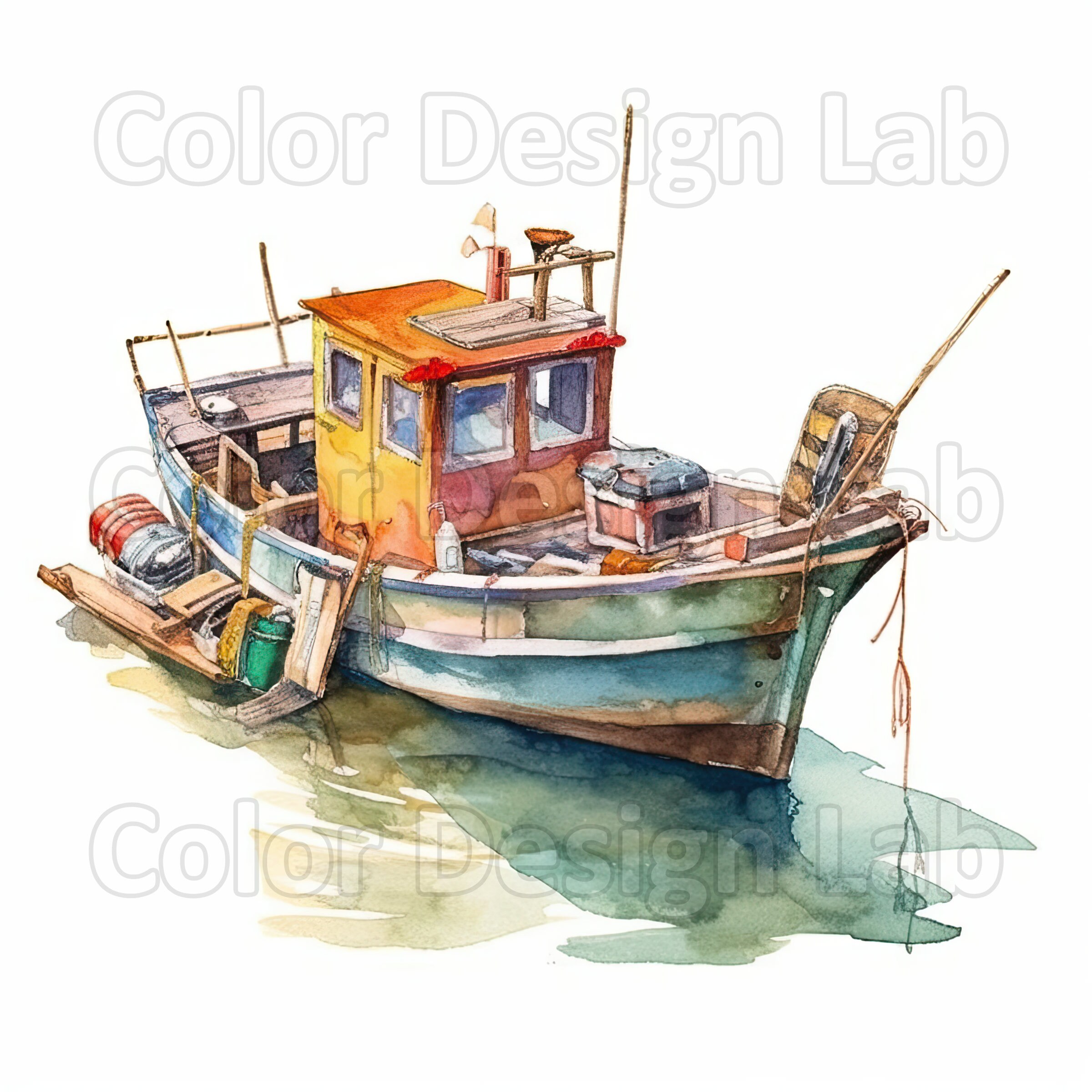 Fishing Boat Printable Clipart Bundle, Set of 8 High-quality Boat PNG ...