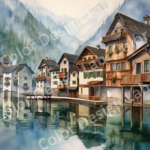 Hallstatt, Austria Printable Clipart Set, 8 High-resolution Pngs ...