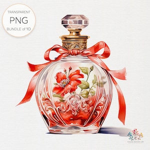 Aquarel vintage parfumflesjes, klassiek geurontwerp, elegante flesillustraties, retro geurafbeeldingen, antieke parfumerieillustratie