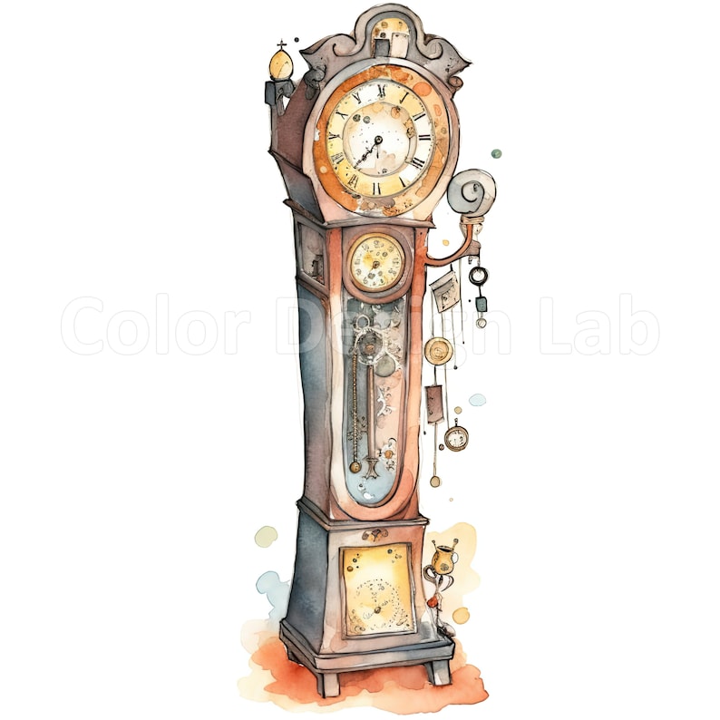 Grandfather Clock Printable Clipart Highresolution PNG Set Etsy