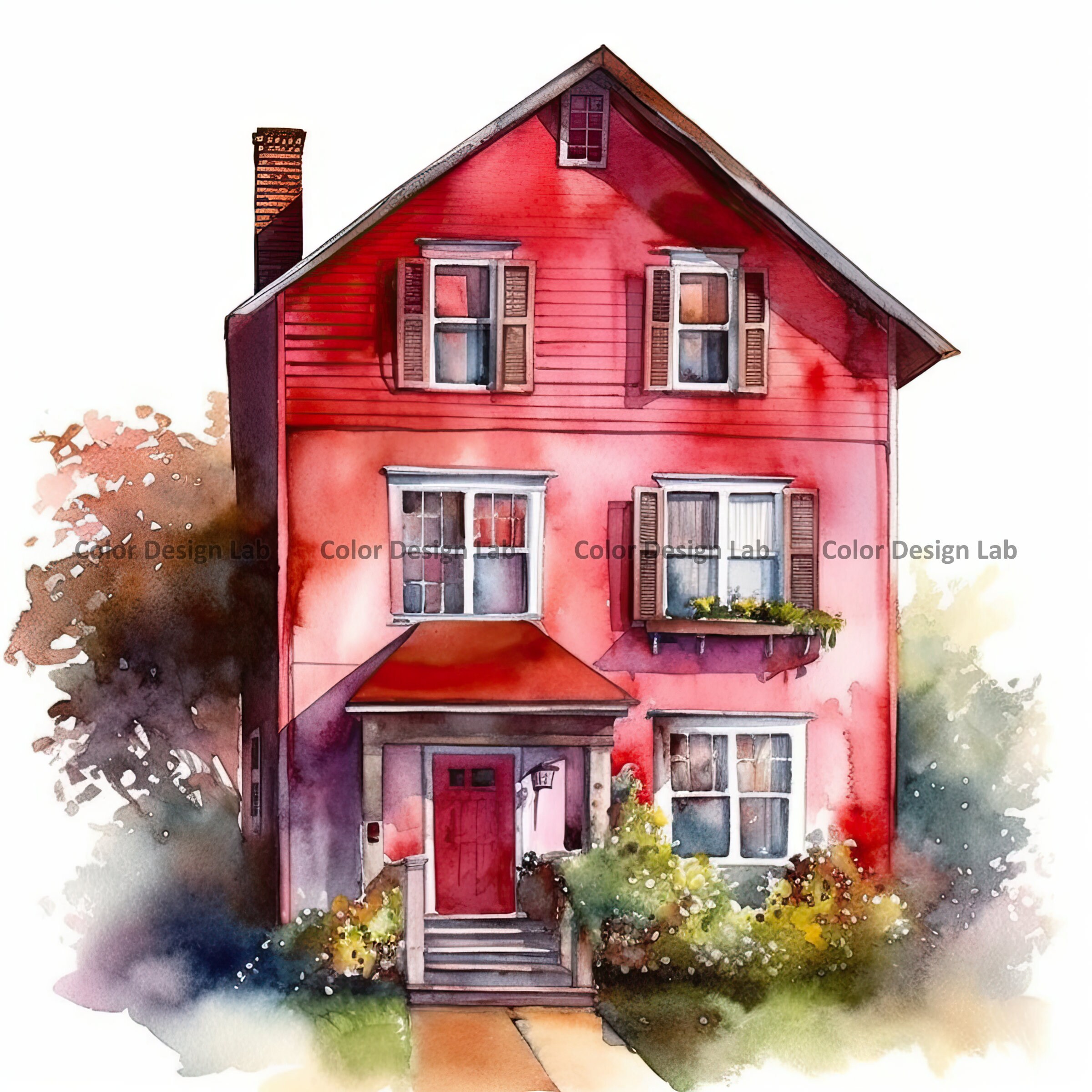 Red House Clipart Set of 8 High-quality Buildings PNG - Etsy