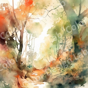 Zauberhafte Waldlichtung druckbare Clipart, 8 hochauflösende Märchen Bilder, digitaler Download, kommerzielle Nutzung Wandkunst