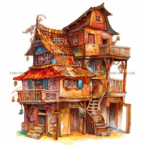 Viking House Clipart - Ensemble de 8 PNG de haute qualité - Téléchargement numérique - Parfait pour la fabrication de cartes, les invitations, l'art mural et l'artisanat