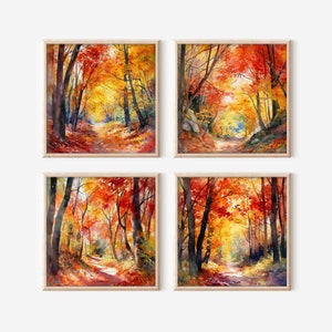 Verzauberter Herbstwald digitaler Download, druckbare Clipart-Set 4 hochauflösende Wald PNG Bilder, verzauberter Herbst Kunst, kommerzielle Nutzung