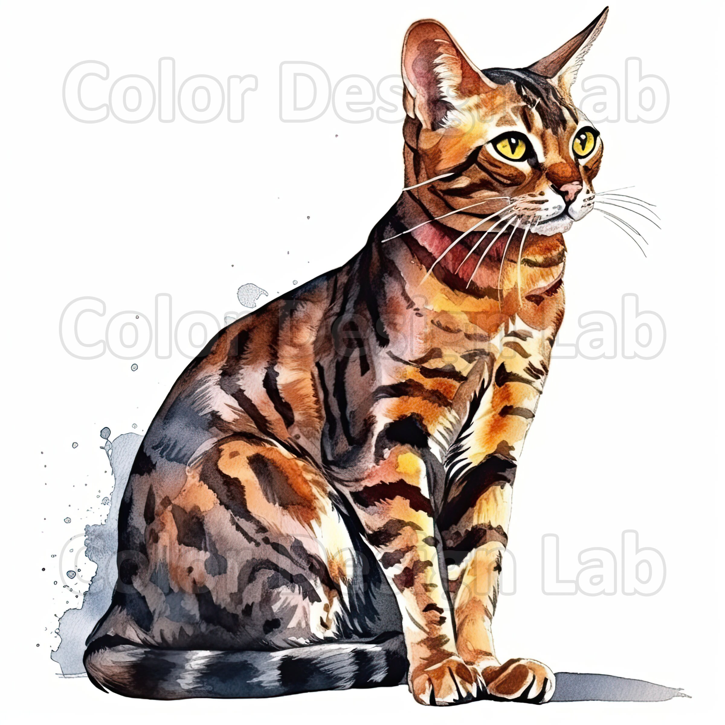 Bengal Cat Clipart Printable Art Set of 8 PNG Bengal Cat - Etsy