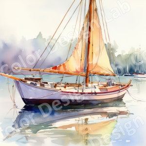 Sloop Digital Download, Set of 4 High-resolution Boat Clipart PNG ...