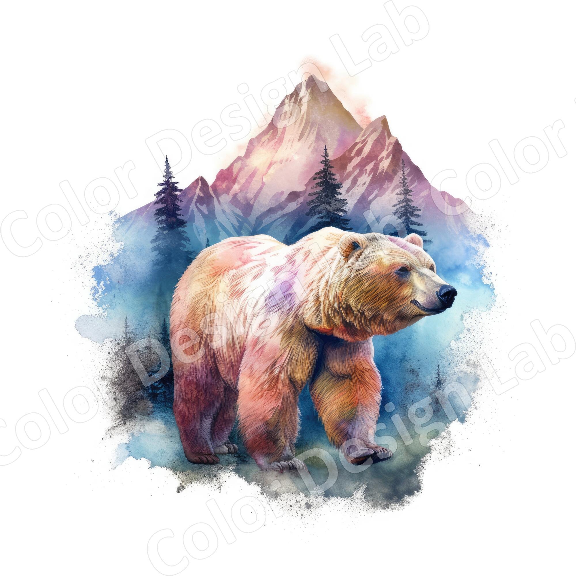 Mountain Bear Printable Clipart Set 8 High-resolution PNG - Etsy