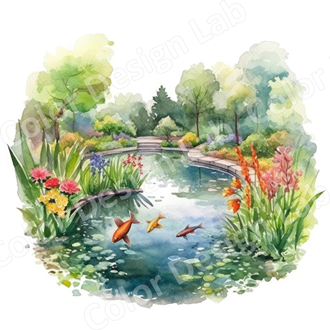 Park Ponds Printable Clipart Set, 8 High-quality PNG Images, Digital ...