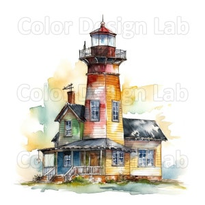 Clipart de phare esquissé, ensemble de 8 phare Art PNG, téléchargement numérique, licence commerciale, parfait pour la fabrication de cartes et les invitations