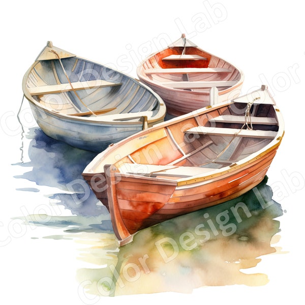 Classic Wooden Rowboats Digital Download, Set of 8 High-Resolution Rowboat Images, Printable Wooden Boat Art, Commercial License