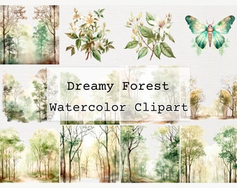 Aquarelle forêt rêveuse Clipart arbre forêt de rêve sous licence commerciale téléchargement png forêt rêveuse Clipart aquarelle
