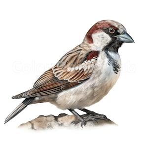 House Sparrow Clipart - Printable Art Set of 8 PNG, Digital Download ...