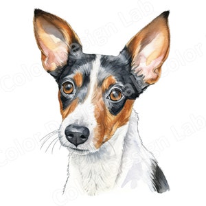 Jouet ludique Fox Terrier Clipart, ensemble de 8 images imprimables d'art de chien, téléchargement numérique instantané de licence commerciale, JPG haute résolution