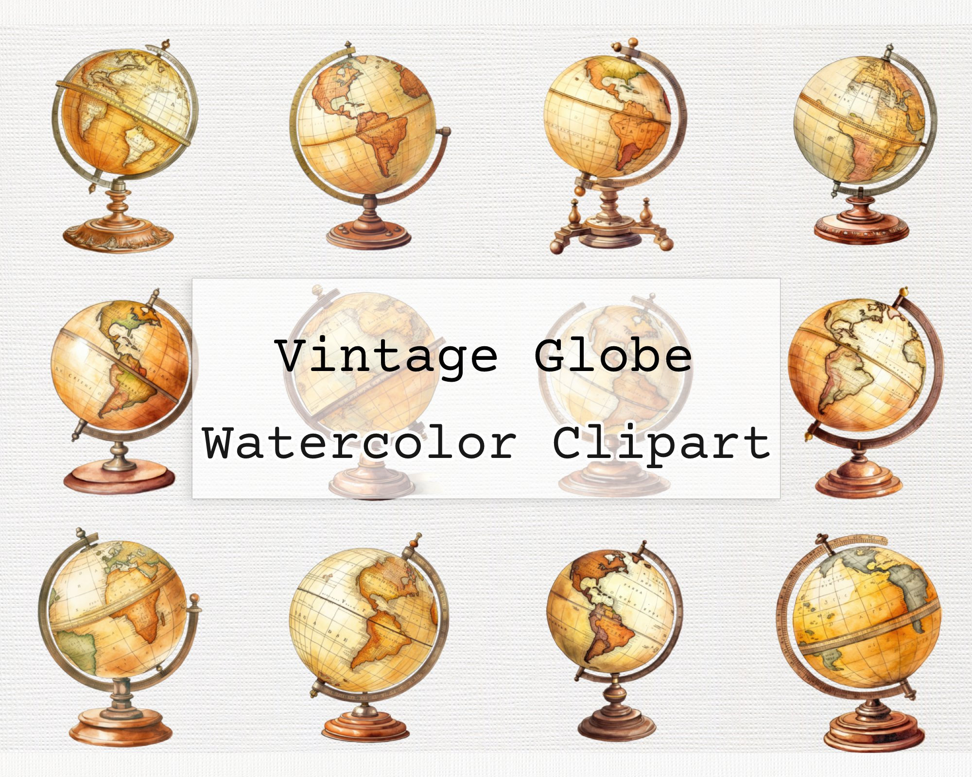 Vintage Globe Clipart. 36 Quality Transparent Globe Clip Art Etsy