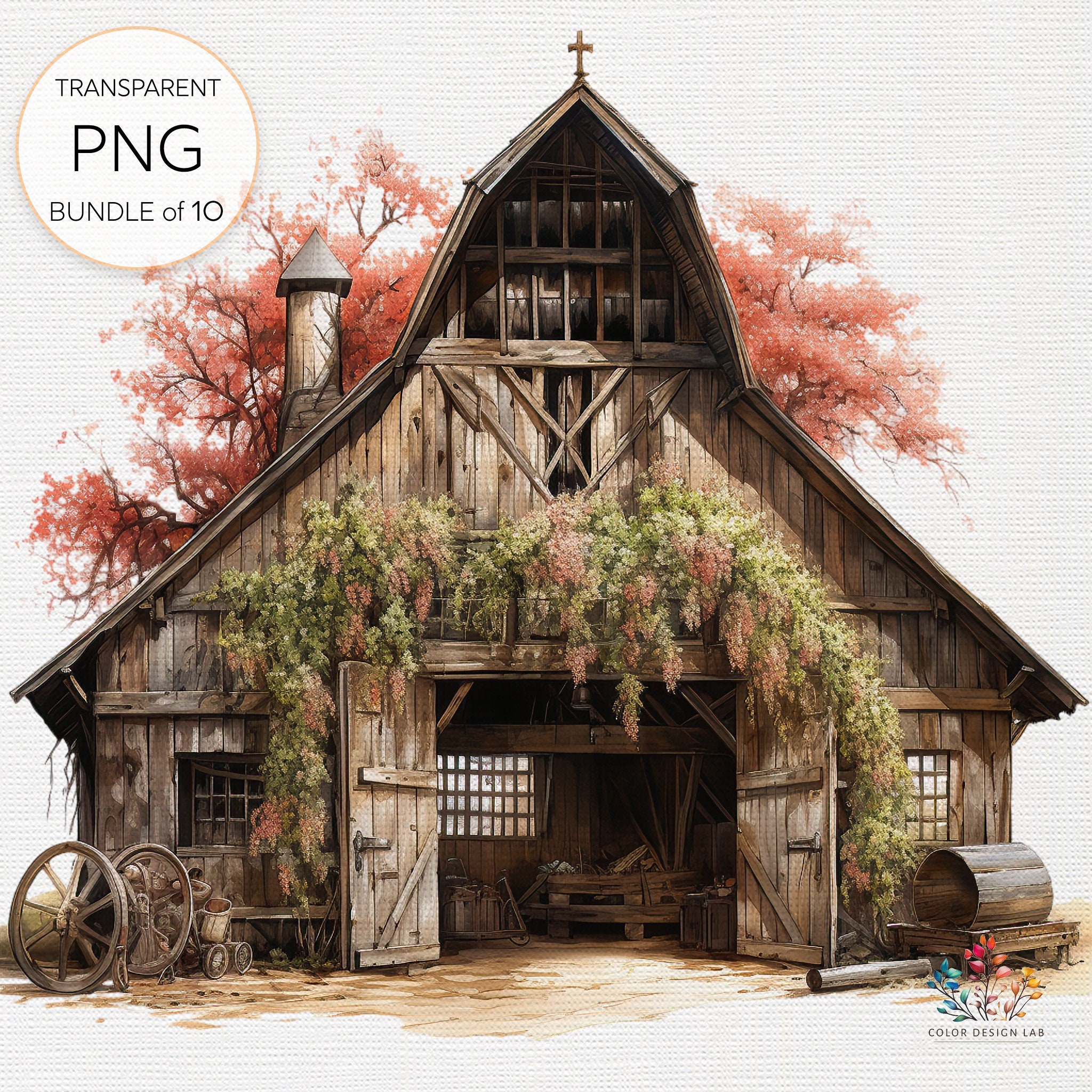 Old Barn Clipart: Rustic Countryside Charm Captured in Detailed ...
