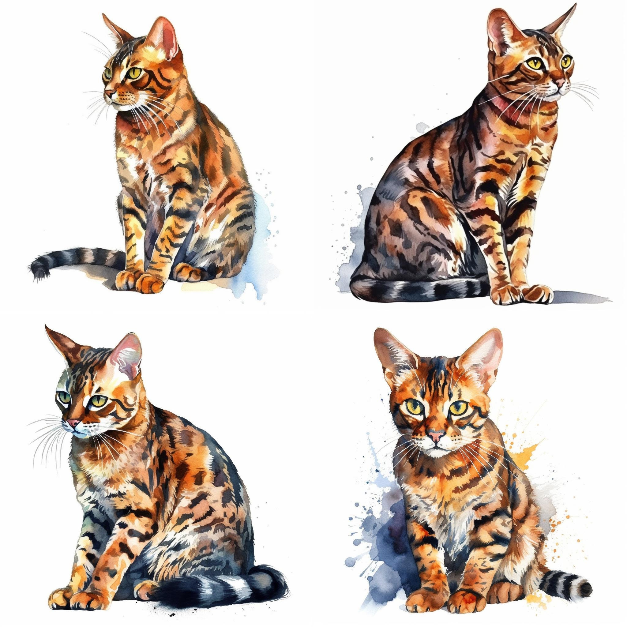 Bengal Cat Clipart Printable Art Set of 8 PNG Bengal Cat - Etsy Australia