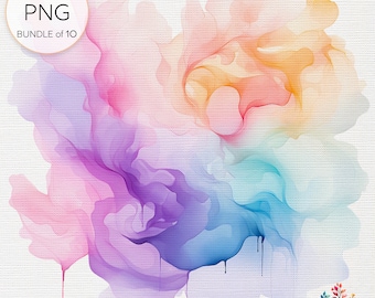 Pastel Splashed Colors PNG Clipart Soft Hue Colors Gentle Tonal Transitions, Dreamy Palette Graphics, Downloadable Aesthetic Design Elements