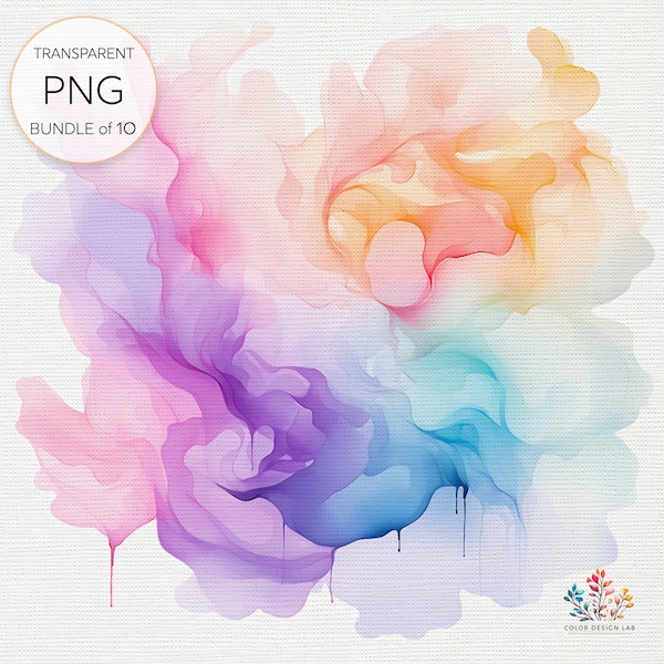 Pastel Splashed Colors PNG Clipart Soft Hue Colors Gentle Tonal Transitions, Dreamy Palette Graphics, Downloadable Aesthetic Design Elements