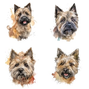 Cairn Terrier Aquarelle Art Print, Portrait de chien charmant, Illustration pour animaux de compagnie, Téléchargement numérique, Cairn Terrier Clipart pour les amoureux des chiens