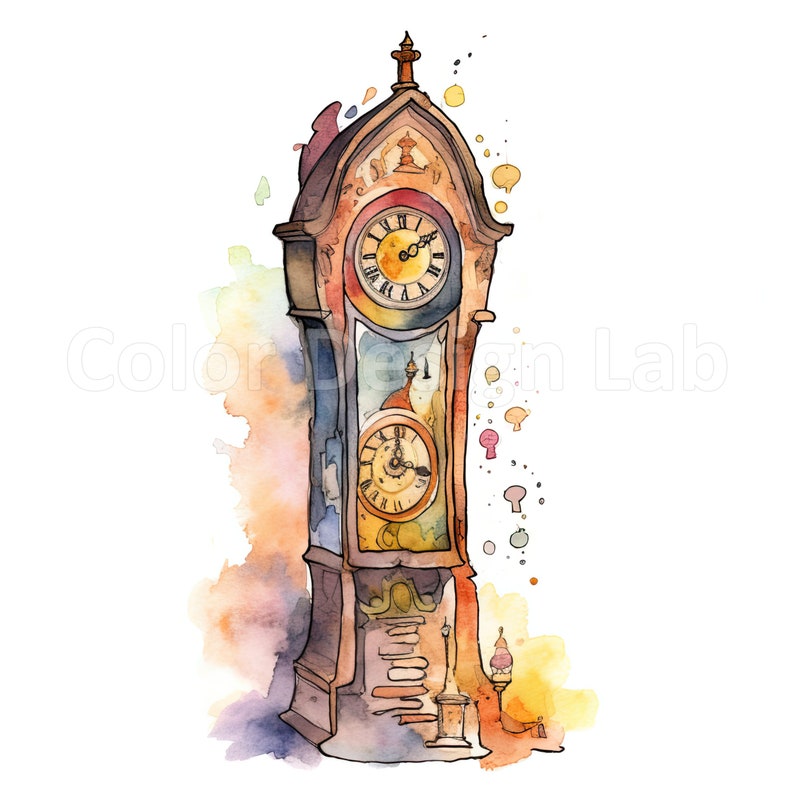 Grandfather Clock Printable Clipart Highresolution PNG Set Etsy