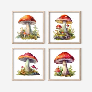 Forest Mushroom Clipart, Set of 8 High-resolution PNG Art Images ...