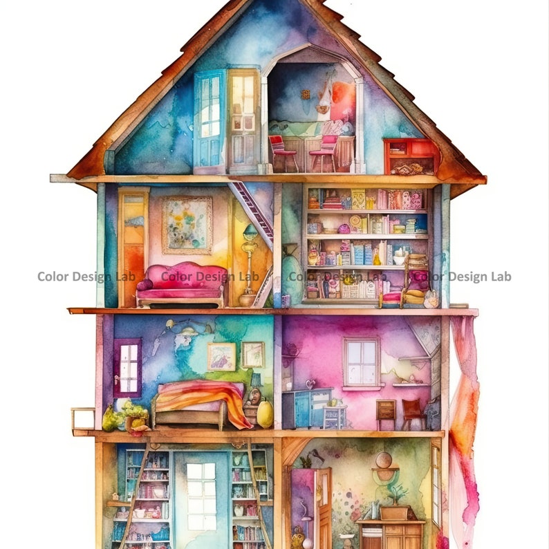 Doll House Clipart Set Dollhouse 8 PNG Instant Digital Etsy
