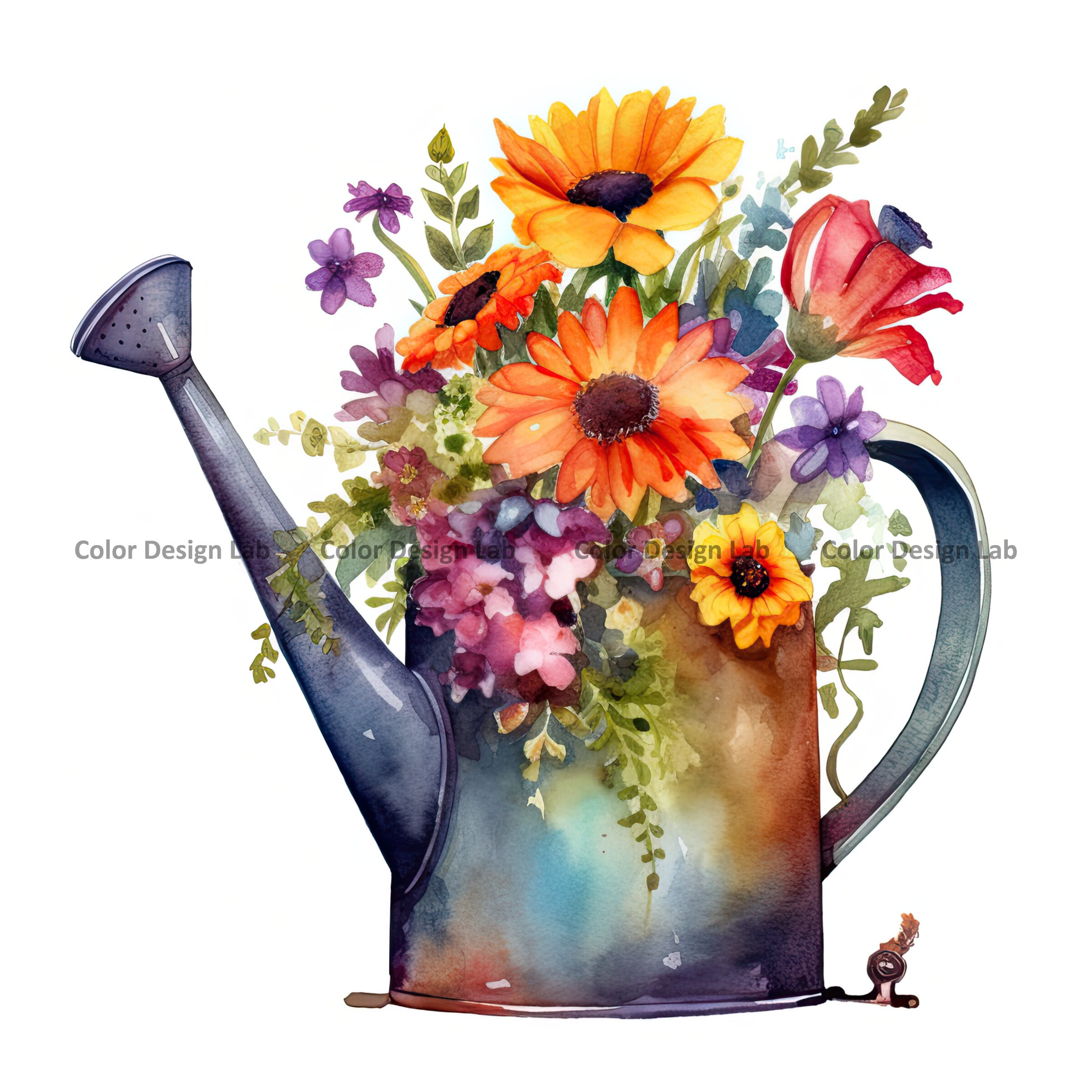 Flower Watering Can Clipart Garden Water Can Set of 12 PNG - Etsy