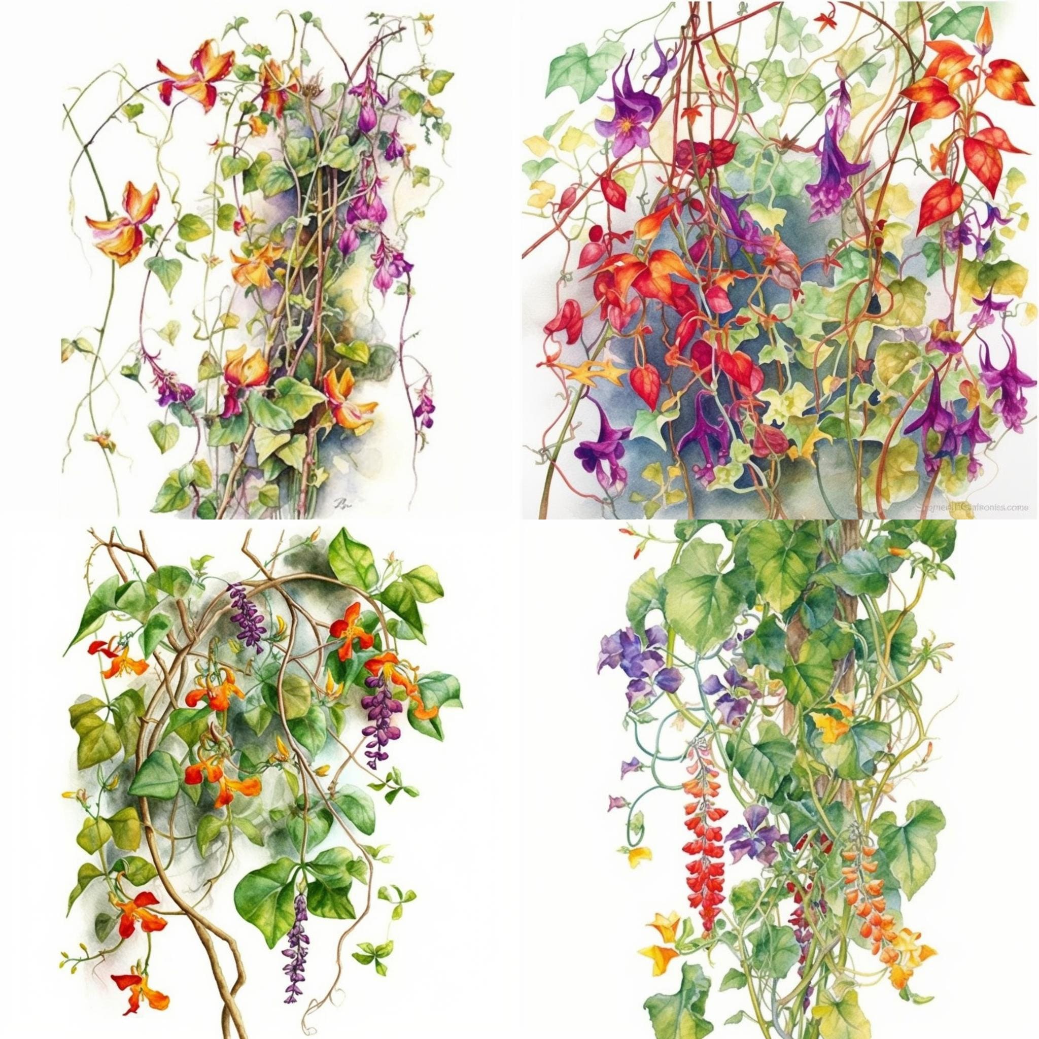 Vines With Flowers Clipart Set of 12 Highquality Floral Etsy