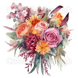 Hochzeit Blumen Clipart-Set von 8 PNG-Blumen, hochauflösender digitaler Download, perfekt für Einladungen und Kartenherstellung, kommerzielle Nutzung
