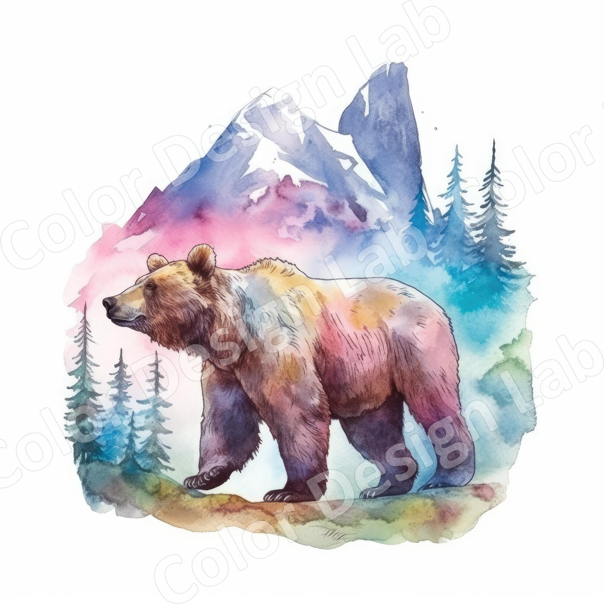 Mountain Bear Printable Clipart Set 8 High-resolution PNG - Etsy