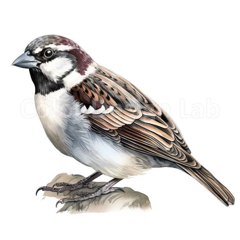 House Sparrow Clipart Printable Art Set of 8 PNG Digital Etsy