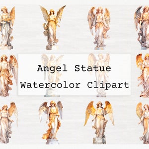 Angel Statue Clipart Watercolor Monument Art Commercial License Digital Download Angel Statue PNG Clip Art