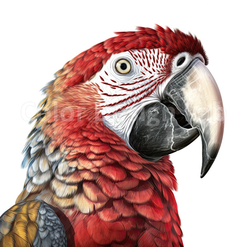 Scarlet Macaw Art Printable Clipart Bundle Set of 8 PNG - Etsy