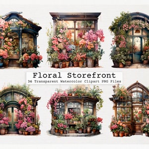Floral Storefront Clipart Bundle Of 36 Quality Transparent Watercolor Png Digital Download Files Commercial License Download Png Floral