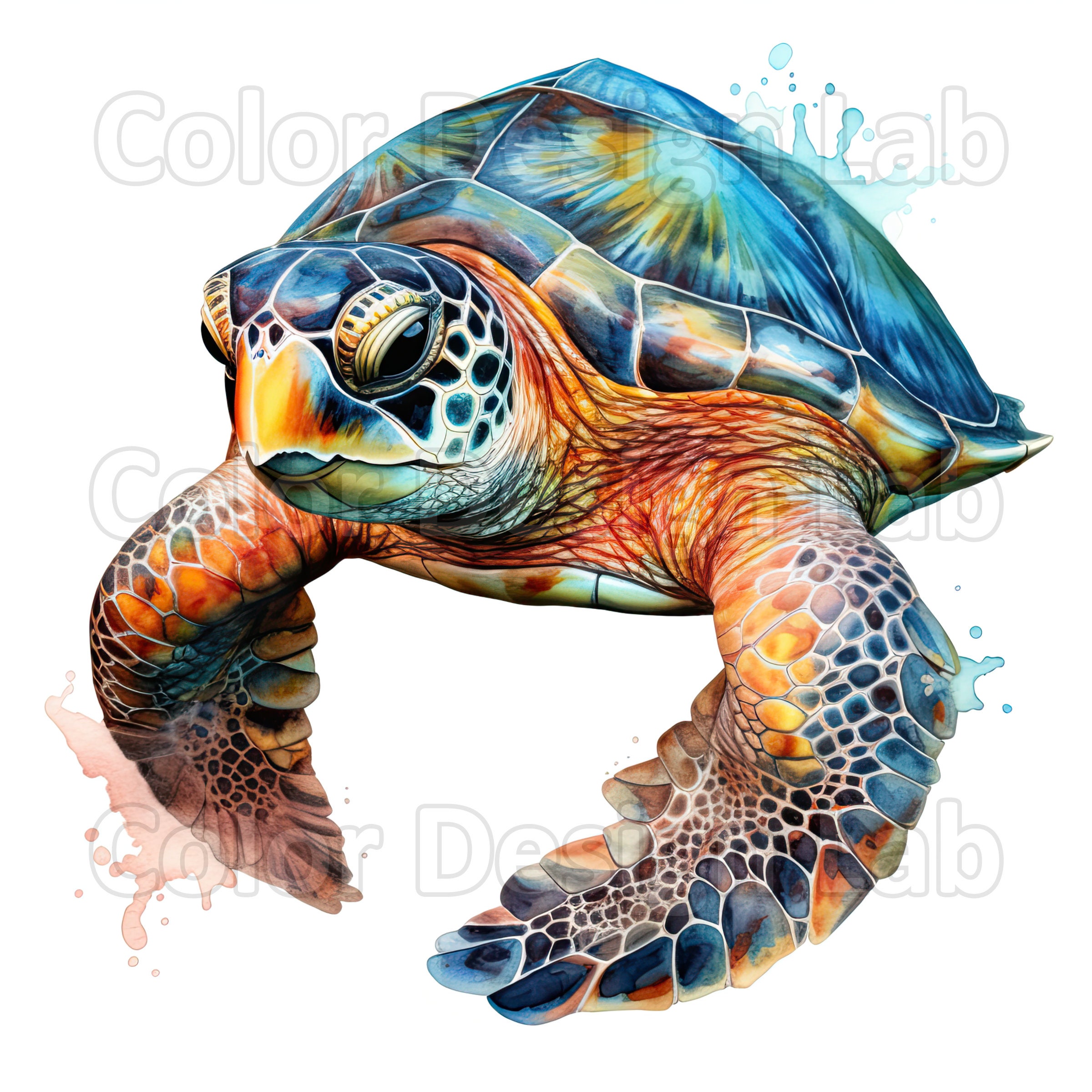 Sea Turtle Printable Clipart 8 Pngs Digital Download - Etsy