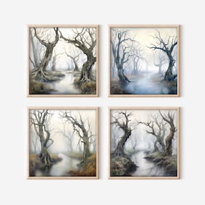 Mystische Foggy Marsh herunterladbare Clipart, Set von 4 hochauflösenden Sumpfbildern, kommerzielle Lizenzkunst, mystische Foggy Marsh PNG