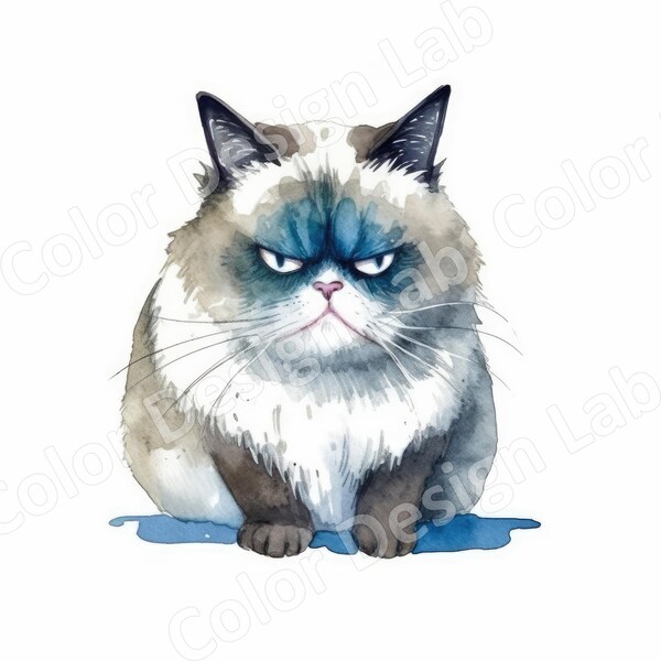 Grumpy Cat Clipart Set, 8 High-Resolution Grumpy Cat PNGs, Commercial Use Allowed, Digital Download, Perfect for Greeting Cards