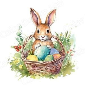 Easter Bunny Basket Clipart Set, 8 High-Resolution PNGs, Commercial Use, Digital Download, Perfect for Craft Projects