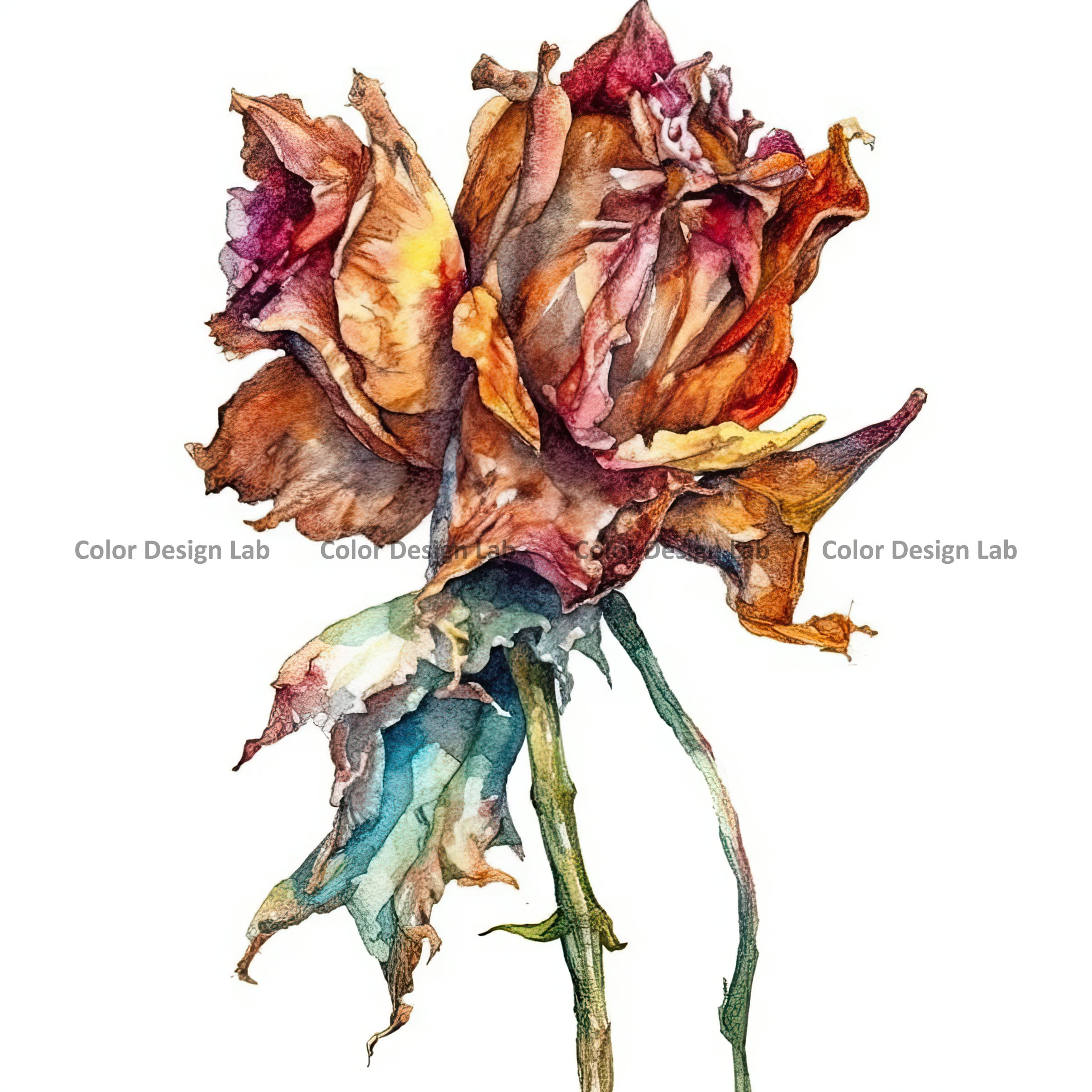 Wilted Flower Clipart Set of 12