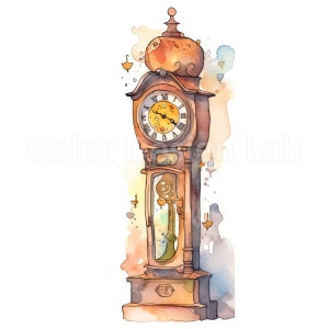 Grand-père horloge Clipart imprimable - haute résolution PNG ensemble de 8, téléchargement numérique, usage Commercial