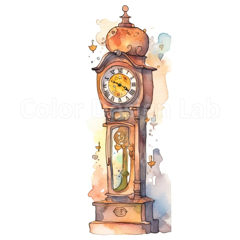 Grandfather Clock Printable Clipart Highresolution PNG Set Etsy